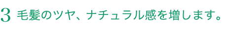 毛髪のツヤ、感触がナチュラル感を増します。